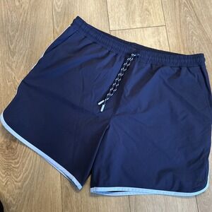 GREYSON Men's Navy Blue Swim Shorts Travelers Orchard Drawstring XL Preowned
